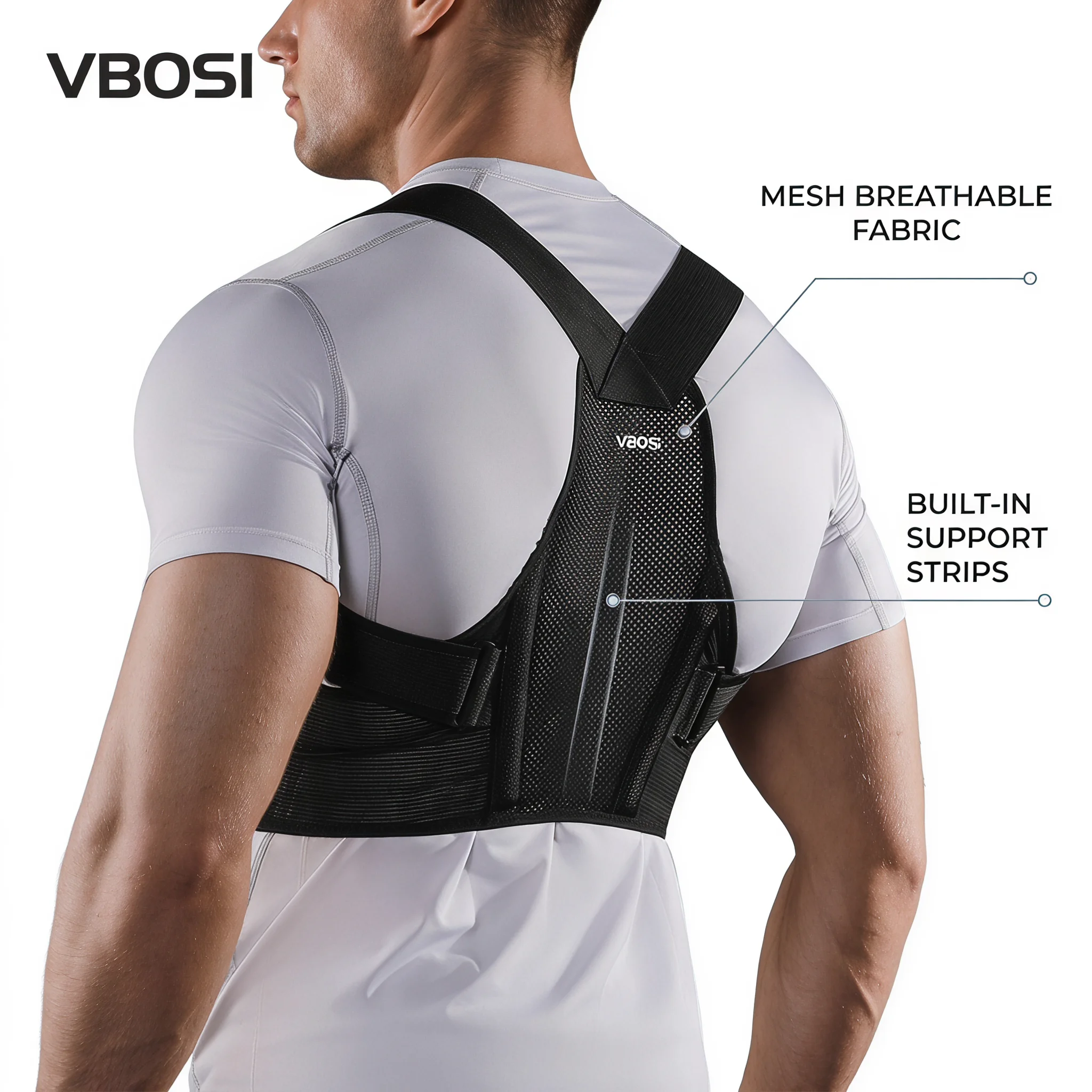 Posture Pole Corrector - VBOSI Adjustable Posture Corrector Breathable Mesh