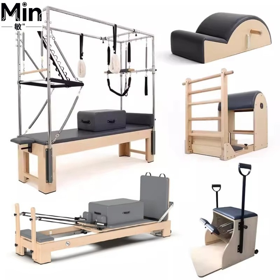 Pilates Yoga Machine - 5 Pcs Set Wood Pilates Reformer