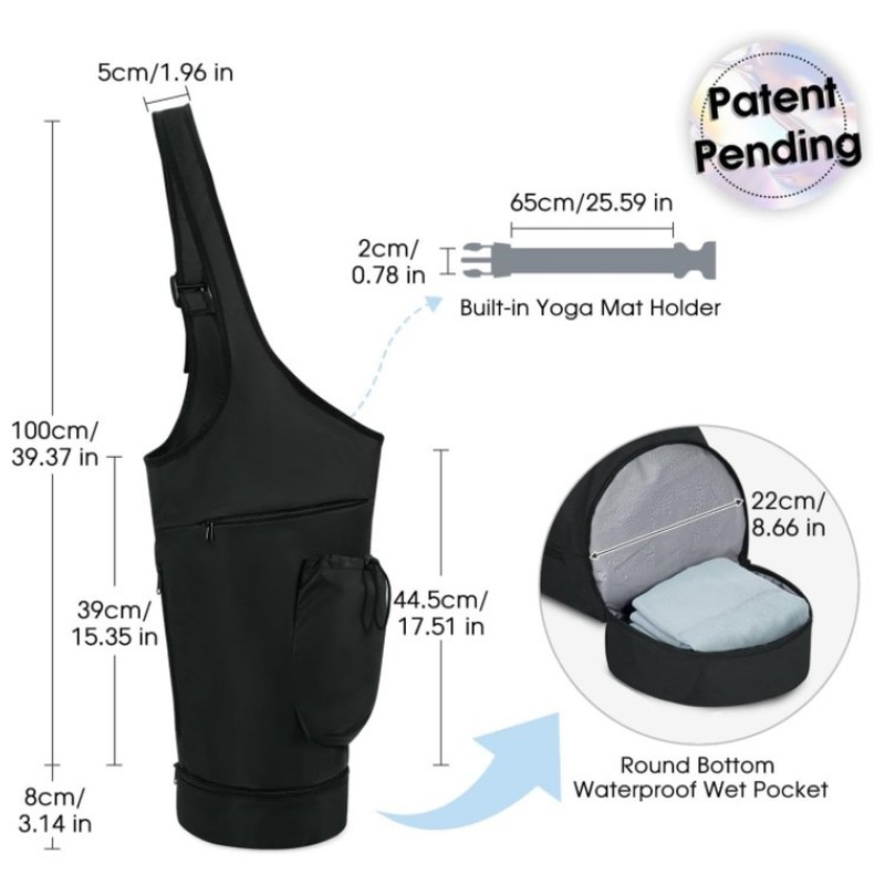 Large opening long handle yoga - Yoga Mat Bag Carrier recension och pris